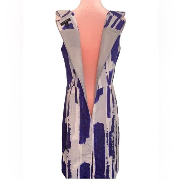 BANANA REPUBLIC WOMENS SLEEVELESS DRESS SIZE 6 RUFFLE DETAIL BLUE WHITE GRAY - Picture 6 of 8